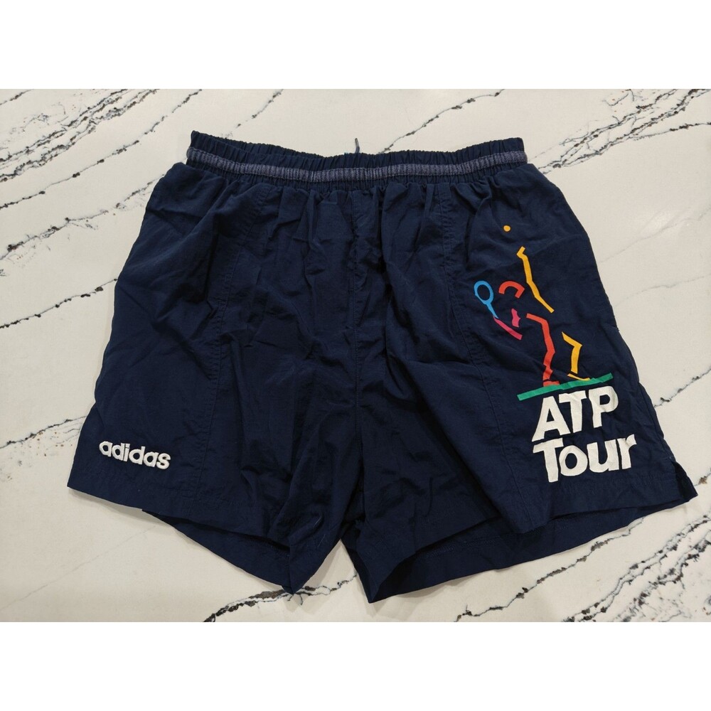 Adidas Vintage 90s ATP Tour Tennis Shorts Medium Fit Navy Blue